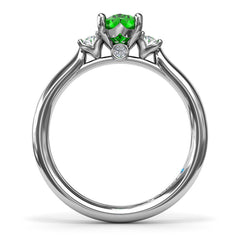 Three Stone Emerald and Diamond Ring