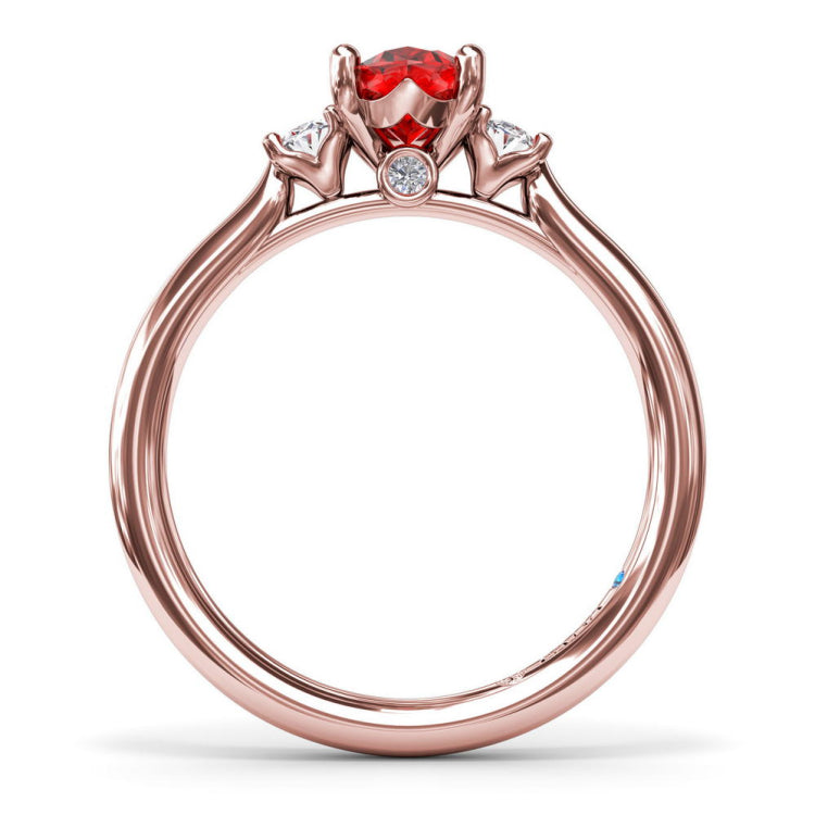 Three Stone Ruby and Diamond Ring