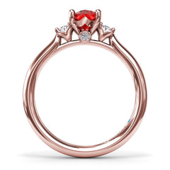 Three Stone Ruby and Diamond Ring