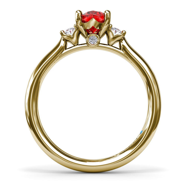 Three Stone Ruby and Diamond Ring