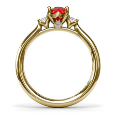 Three Stone Ruby and Diamond Ring