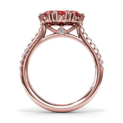 Ruby and Diamond Cluster Flower Ring