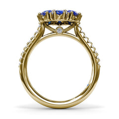 Sapphire and Diamond Cluster Flower Ring