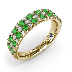 Pave Emerald and Diamond Wedding Band