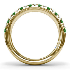 Pave Emerald and Diamond Wedding Band
