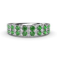 Pave Emerald and Diamond Wedding Band