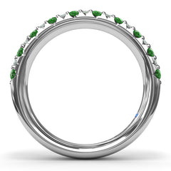 Pave Emerald and Diamond Wedding Band