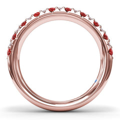 Pave Ruby and Diamond Wedding Band