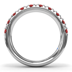 Pave Ruby and Diamond Wedding Band