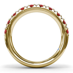 Pave Ruby and Diamond Wedding Band