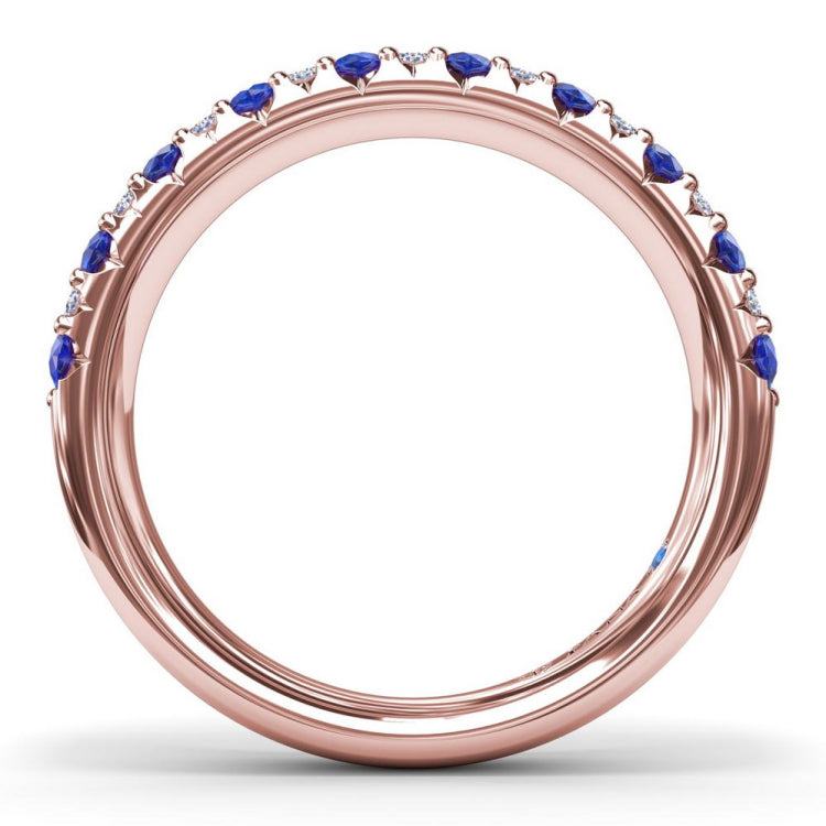 Pave Sapphire and Diamond Anniversary Band