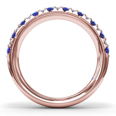 Pave Sapphire and Diamond Anniversary Band