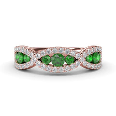 Crossover Emerald and Diamond Wedding Band