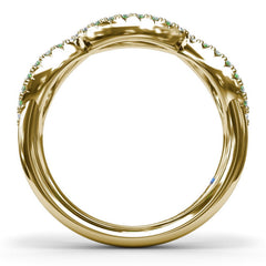 Crossover Emerald and Diamond Wedding Band
