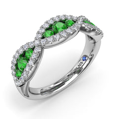 Crossover Emerald and Diamond Wedding Band
