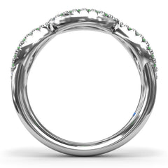 Crossover Emerald and Diamond Wedding Band