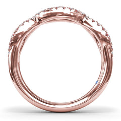 Crossover Ruby and Diamond Wedding Band