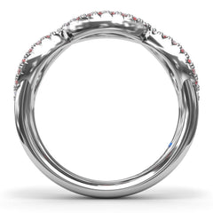 Crossover Ruby and Diamond Wedding Band