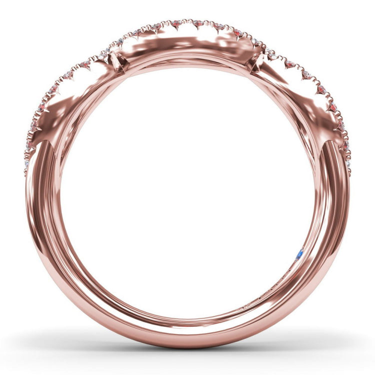 Crossover Ruby and Diamond Wedding Band