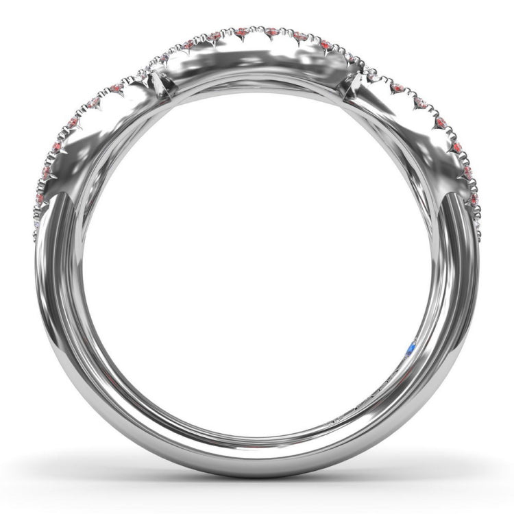 Crossover Ruby and Diamond Wedding Band