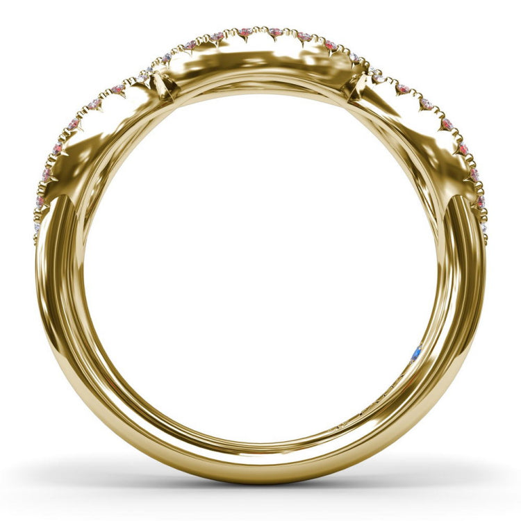 Crossover Ruby and Diamond Wedding Band