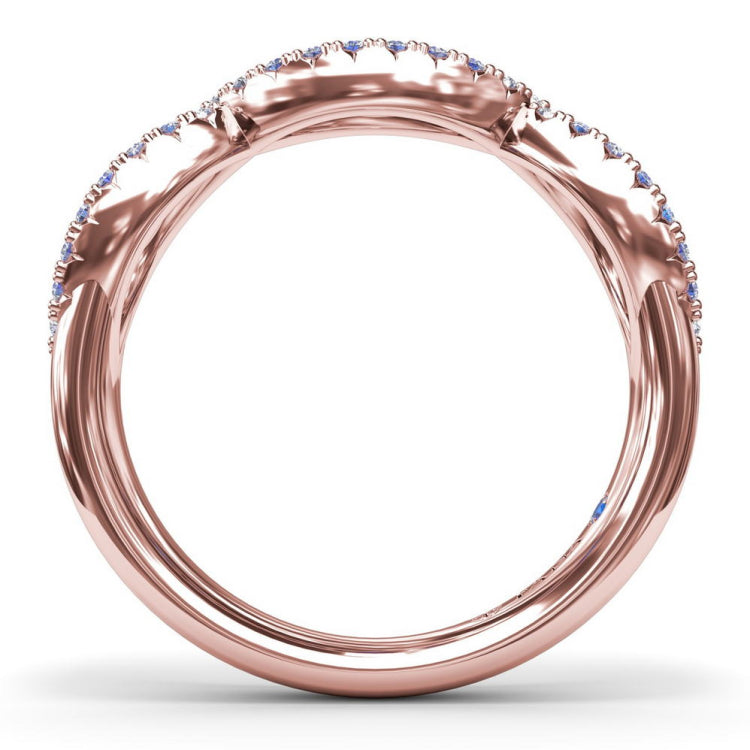 Crossover Sapphire and Diamond Wedding Band