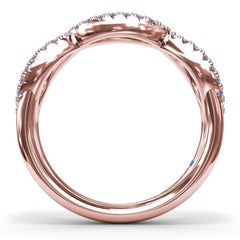 Crossover Sapphire and Diamond Wedding Band