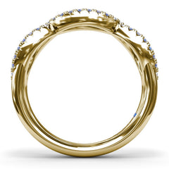 Crossover Sapphire and Diamond Wedding Band