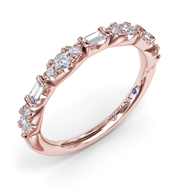 Round Clusters and Emerald Cut Diamond Wedding Ring