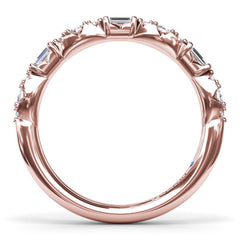 Round Clusters and Emerald Cut Diamond Wedding Ring