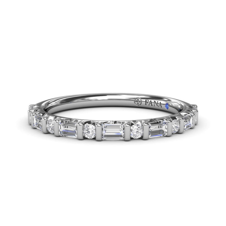 Alternating Round and Emerald Cut Diamond Band