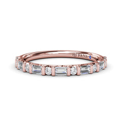 Alternating Round and Emerald Cut Diamond Band