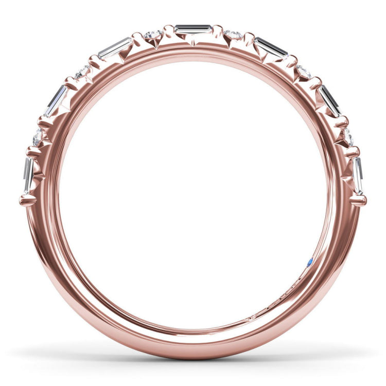 Alternating Round and Emerald Cut Diamond Band