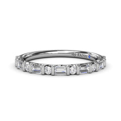 Alternating Round and Emerald Cut Diamond Band