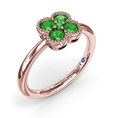 Magnolia Milgrain Emerald Ring