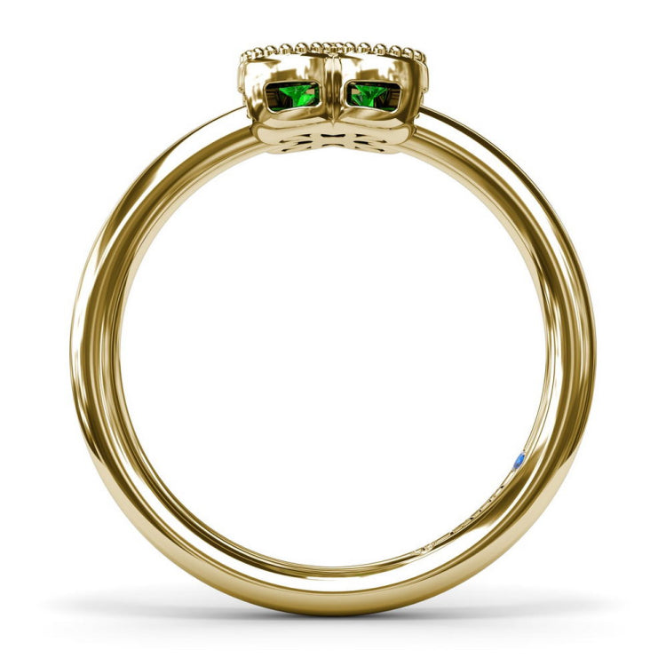 Magnolia Milgrain Emerald Ring