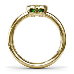 Magnolia Milgrain Emerald Ring