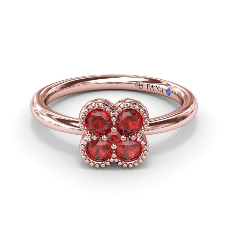 Magnolia Milgrain Ruby Ring
