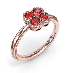 Magnolia Milgrain Ruby Ring