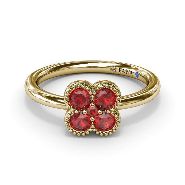 Magnolia Milgrain Ruby Ring