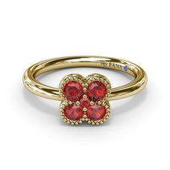 Magnolia Milgrain Ruby Ring