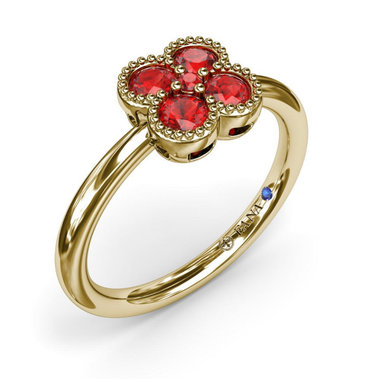 Magnolia Milgrain Ruby Ring