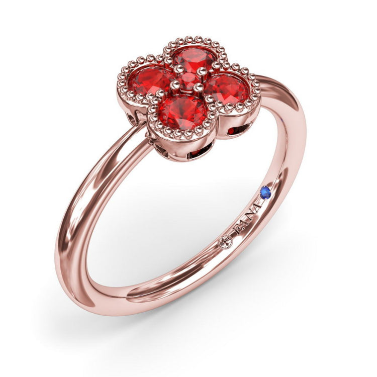 Magnolia Milgrain Ruby Ring