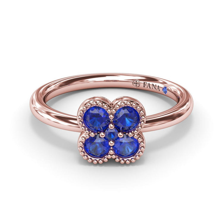 Magnolia Milgrain Sapphire Ring