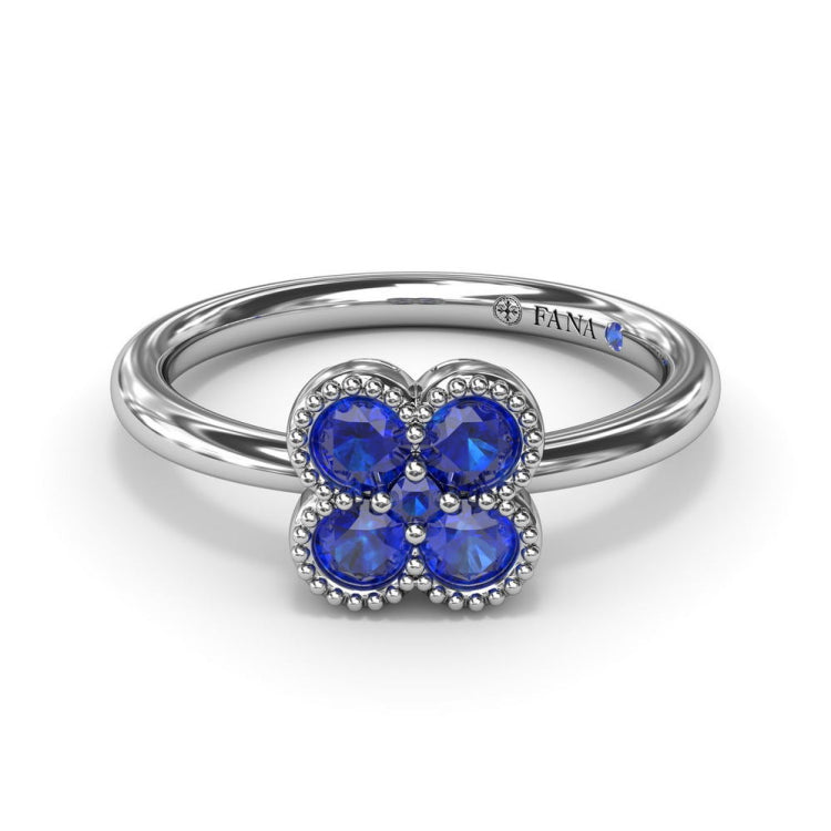 Magnolia Milgrain Sapphire Ring