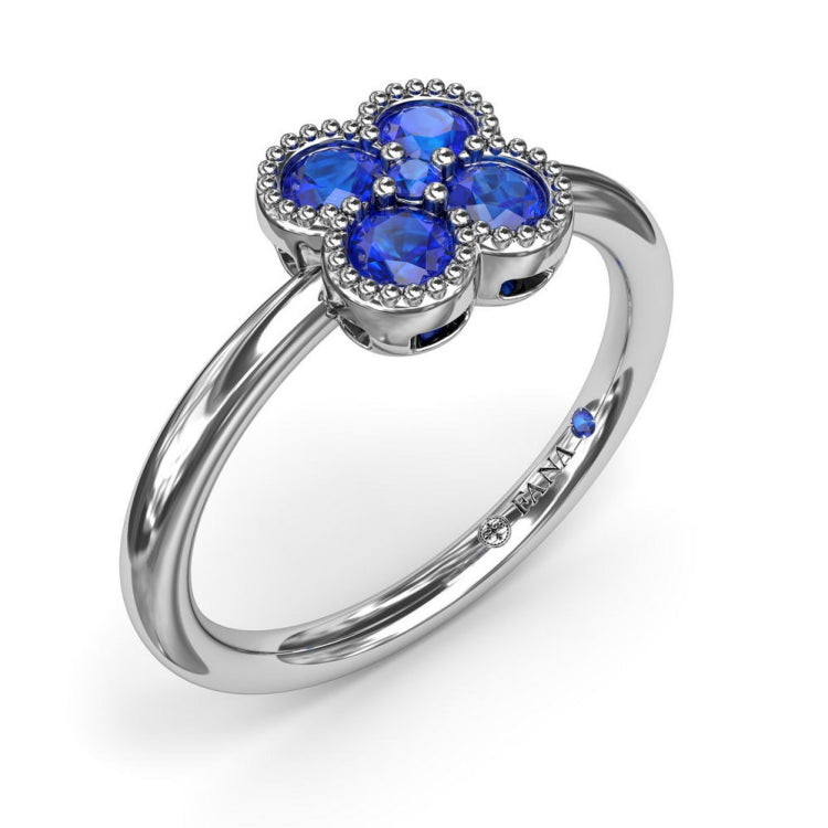 Magnolia Milgrain Sapphire Ring