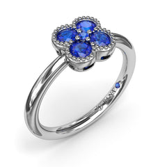 Magnolia Milgrain Sapphire Ring