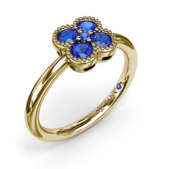 Magnolia Milgrain Sapphire Ring