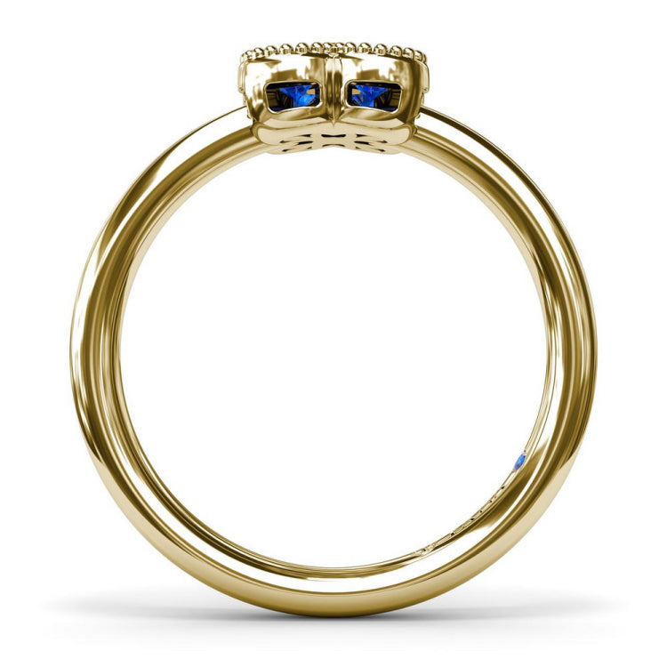 Magnolia Milgrain Sapphire Ring