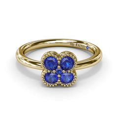 Magnolia Milgrain Sapphire Ring